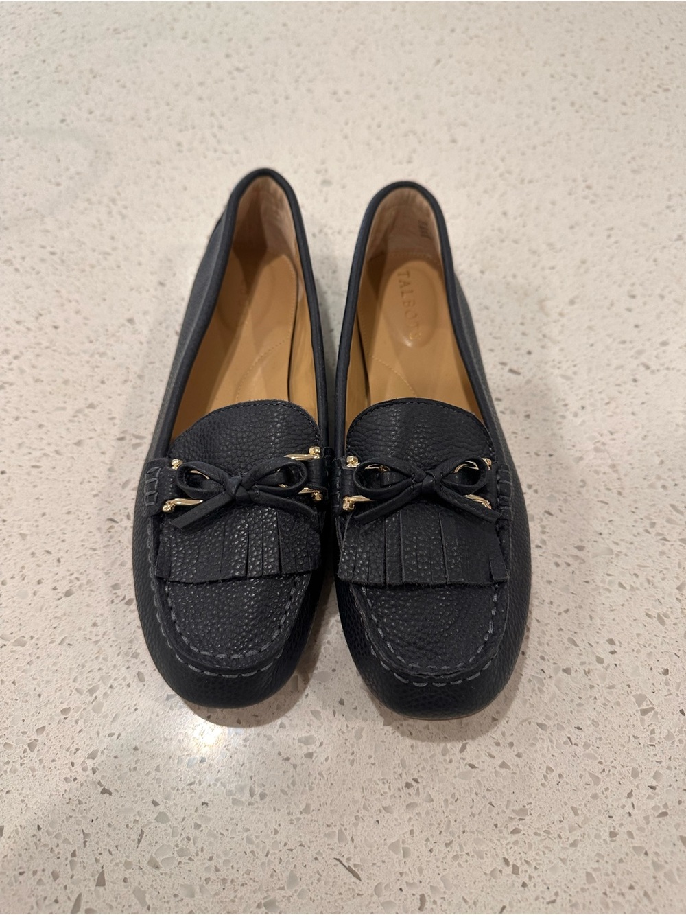Talbots Navy Blue Leather Kiltie Tassel Loafers